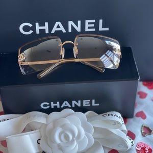 Chanel crystal sunglasses rimless